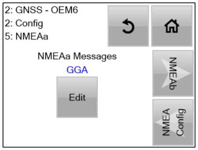 The NMEA sentences can be accessed by navigating from the home screen of the front panel